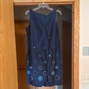 Casual Corner Navy Blue Mini Dress with Circle Accents